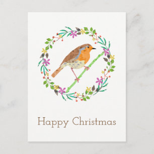 Robin Red Breast, bird of Christmas Holiday Postcard
