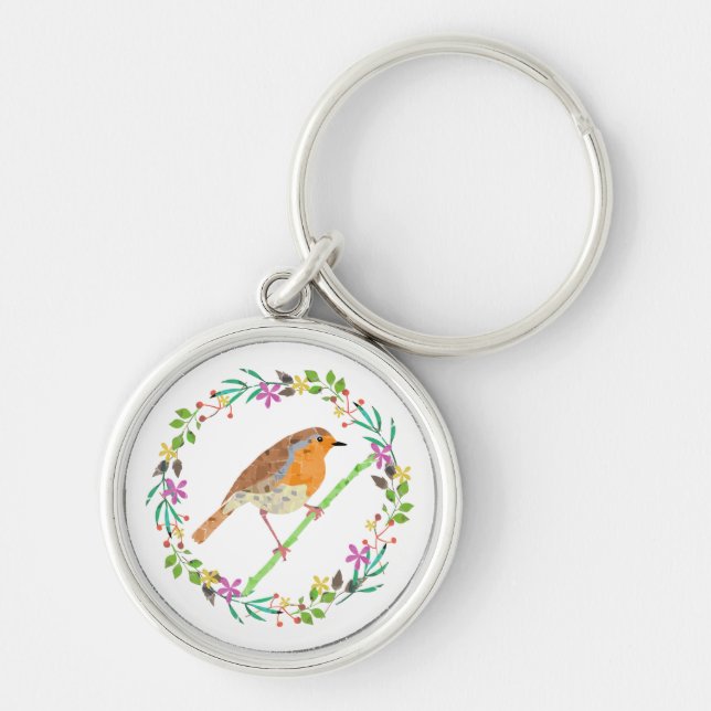 Robin Red Breast, bird of Christmas Key Ring (Front)