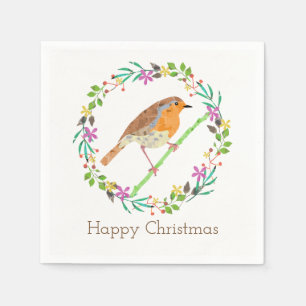 Robin Red Breast, bird of Christmas Napkin