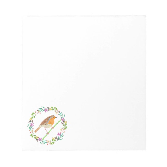 Robin Red Breast, bird of Christmas Notepad (Front)