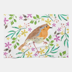 Robin Red Breast, bird of Christmas Tea Towel