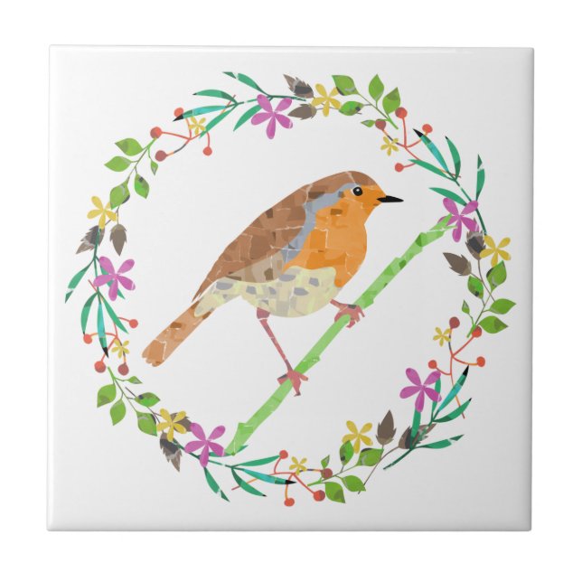 Robin Red Breast, bird of Christmas Tile (Front)