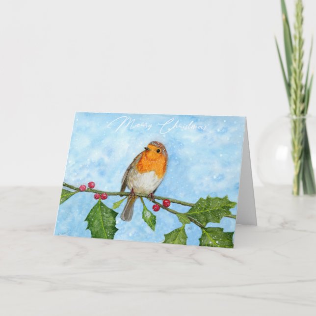 Robin Red Breast Folded Christmas Card (Front)
