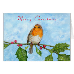 Robin Red Breast Watercolour Painting Card