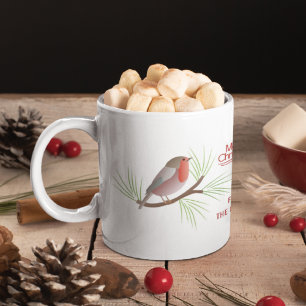 Robin Redbreast and Merry Christmas typography  Coffee Mug