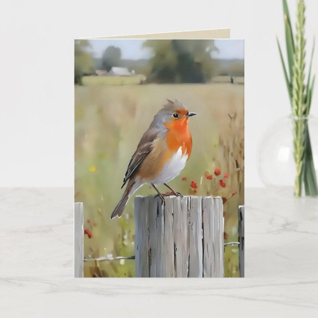 Robin Redbreast Greetings Card (Front)