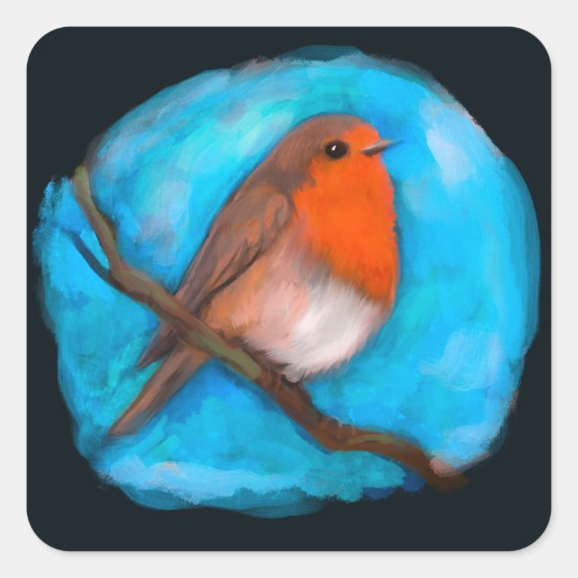 Robin redbreast square sticker (Front)