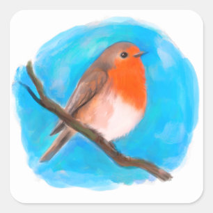 Robin redbreast square sticker