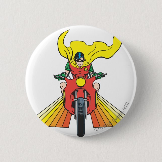 Robin Rides 2 2 6 Cm Round Badge (Front)
