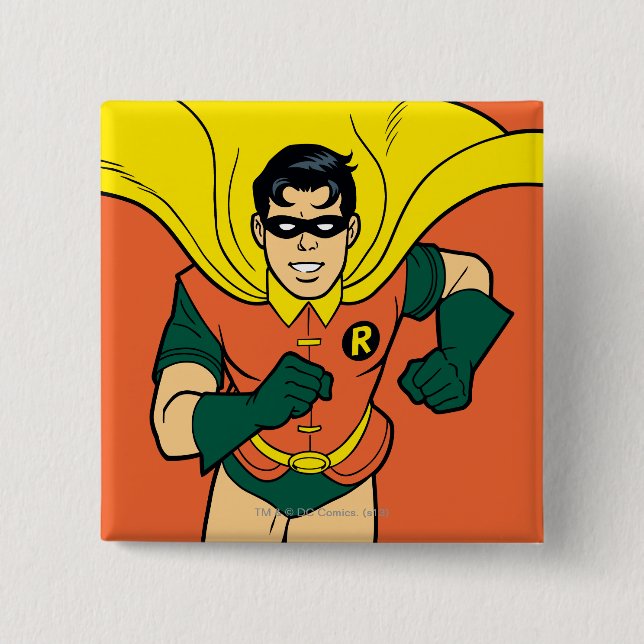 Robin Running 15 Cm Square Badge (Front)