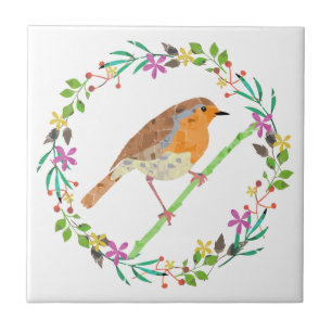 Robin the bird of Christmas Tile