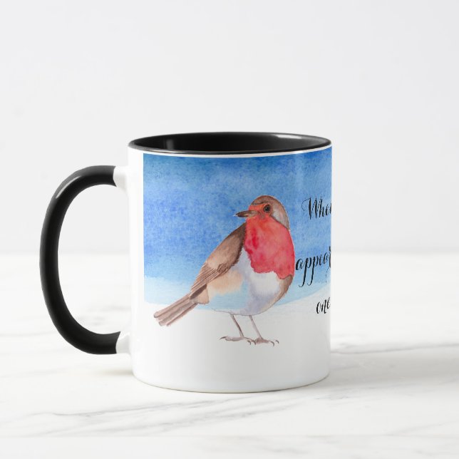 Robin watercolour add your name mug (Left)