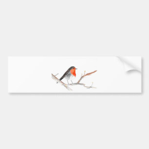 Robin watercolour painting Christmas art Bumper Sticker