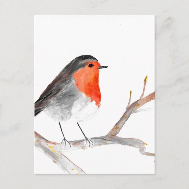Robin watercolour painting Christmas art Holiday Postcard (Front)