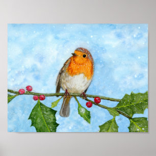 Robin Watercolour Painting ~ Poster