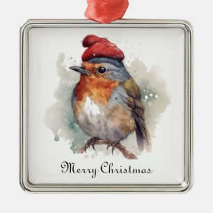 Robin Winter Delight, custom Metal Ornament