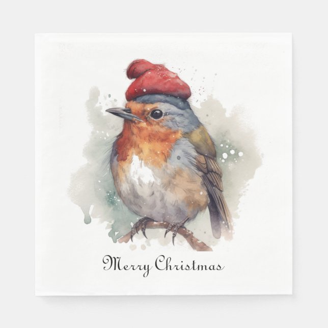 Robin Winter Delight, custom Napkin (Front)