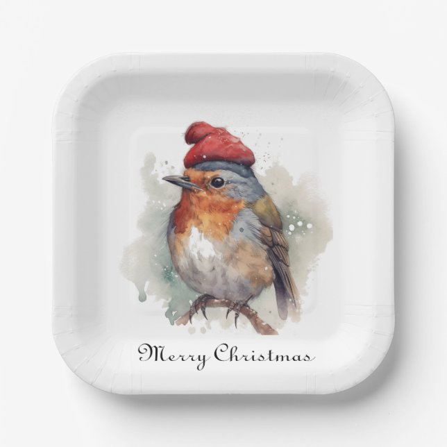 Robin Winter Delight, custom Paper Plate (Front)