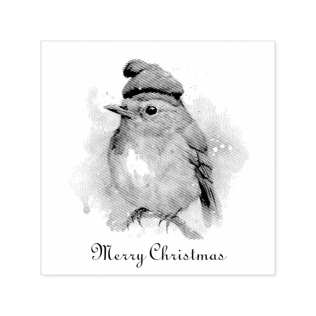 Robin Winter Delight, custom Self-inking Stamp (Design)