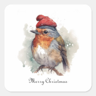 Robin Winter Delight, custom Square Sticker