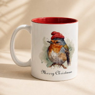 Robin Winter Delight, custom Two-Tone Coffee Mug