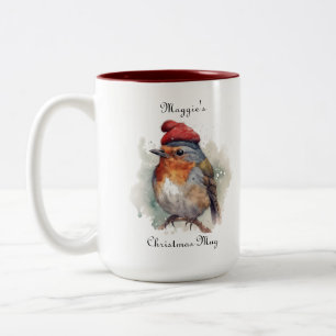 Robin Winter Delight, custom Two-Tone Coffee Mug