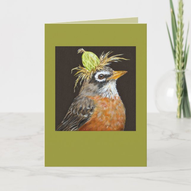 robin with gooseberry card (Front)