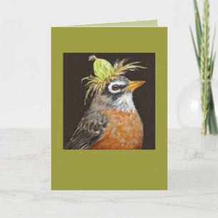 robin with gooseberry card