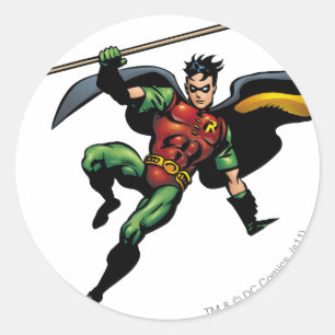 Robin with Staff Classic Round Sticker