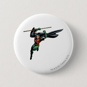 Robin with Staff - Leaps 6 Cm Round Badge