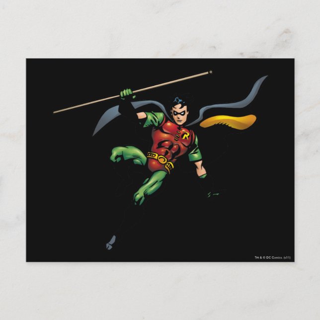 Robin with Staff Postcard (Front)