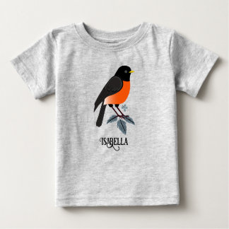 Robins And Flowers Baby T-Shirt