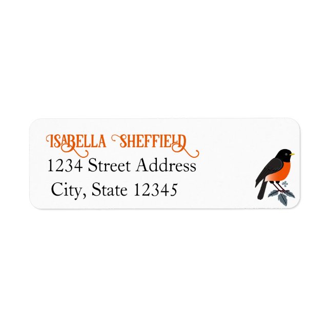 Robins And Flowers Return Address Label (Front)