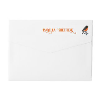 Robins And Flowers Wrap Around Label