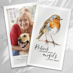 Robins Appear Angels Near Memorial Card