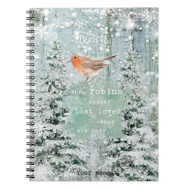 robins appear christmas holiday notebook (Front)