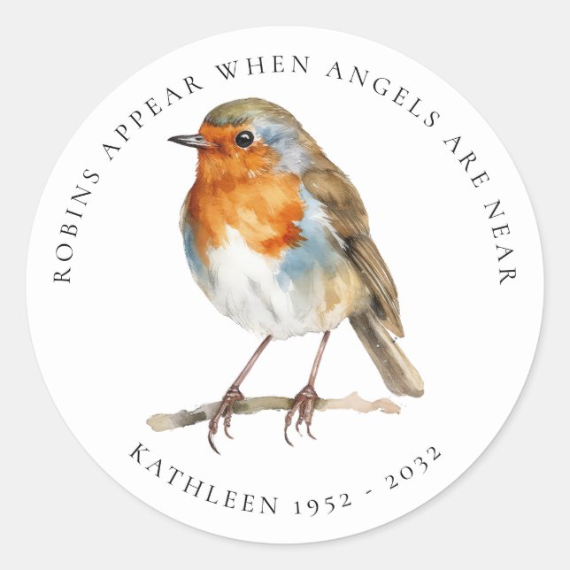 Robins Appear When Angels Are Near Classic Round Sticker (Front)