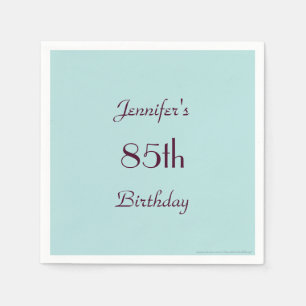 Robins Egg Blue 85th Birthday Party, Name, Paper Napkin