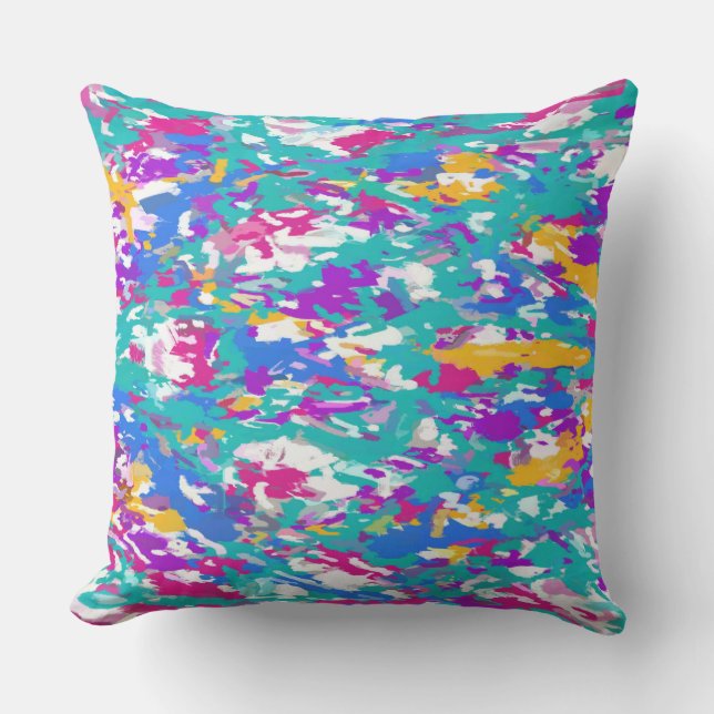 Robin's Egg Blue and Fuchsia Spin Art 3987 Outdoor Cushion (Front)