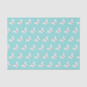 Robins Egg Blue and White Butterflies Tissue Paper