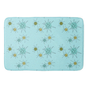 Robin's Egg Blue Atomic Starbursts Bath Mat
