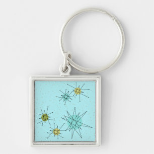 Robin's Egg Blue Atomic Starbursts Keychain