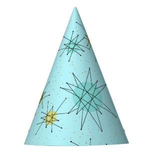 Robin's Egg Blue Atomic Starbursts Party Hat