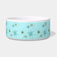 Robin's Egg Blue Atomic Starbursts Pet Bowl