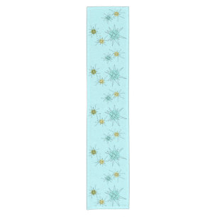 Robin's Egg Blue Atomic Starbursts Table Runner