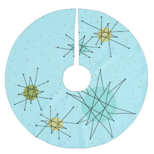 Robin's Egg Blue Atomic Starbursts Tree Skirt