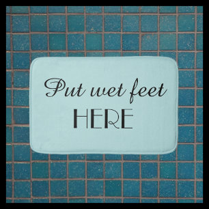 Robins Egg Blue & Black Funny Plush Bath Mat