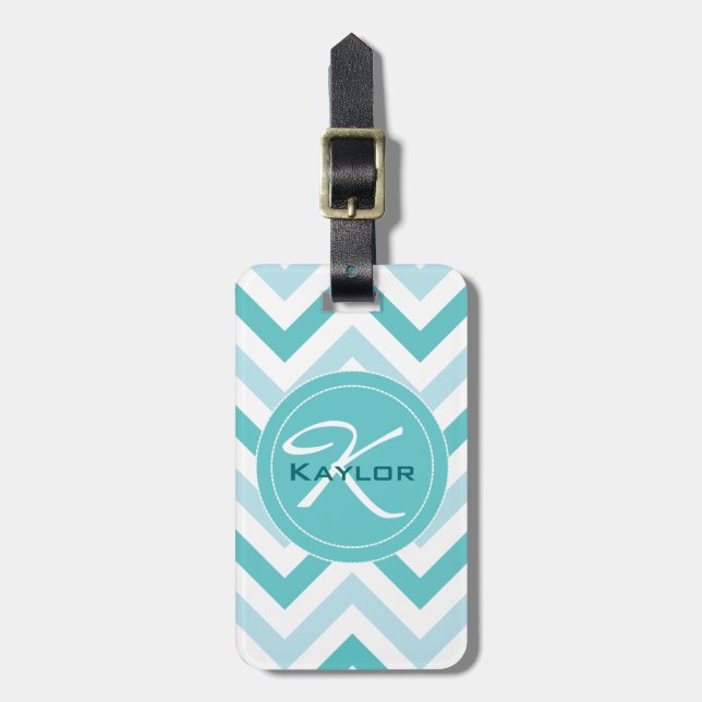 Robin's Egg Blue Chevron Luggage Tag (Front Vertical)