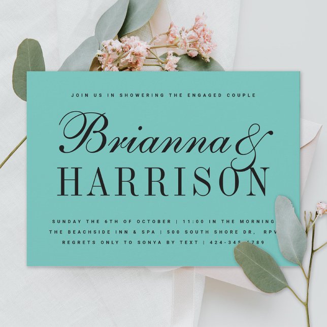 Robin's Egg Blue Couples Names Wedding Shower Invitation (Creator Uploaded)