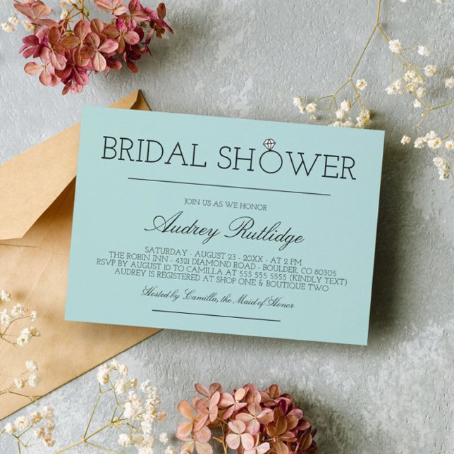 Robin's Egg Blue - Diamond Ring - Bridal Shower Invitation (Creator Uploaded)